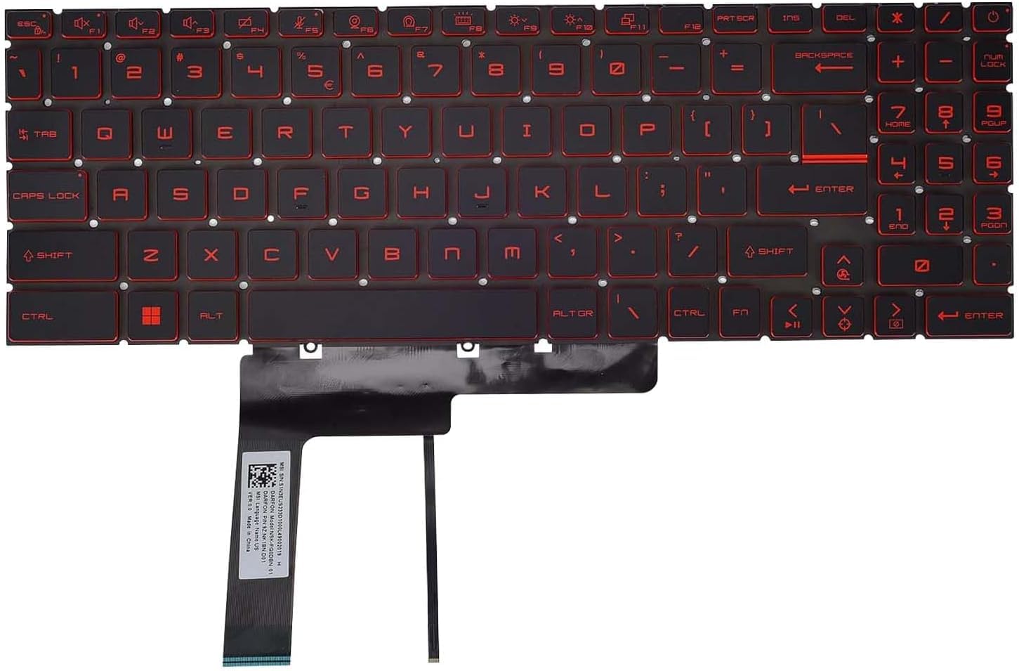 LAPTOP KEYPAD MSI KATANA GF66 76 GL66 LED RED