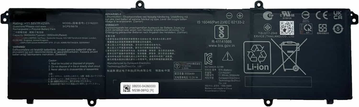 LAPTOP BATTERY ASUS X1605 C31N2201 LAPCARE