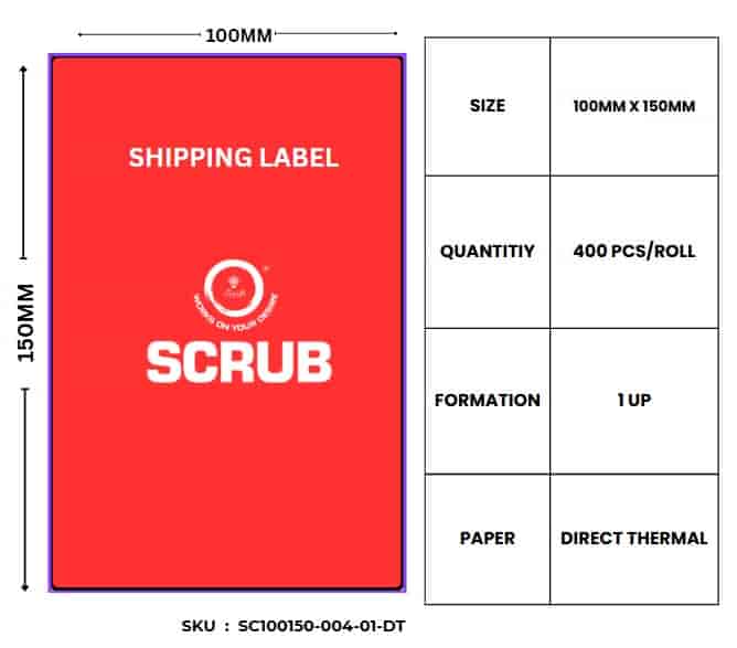 SCRUB BARCODE LABEL 100X150 (4X6)1UP 400PC DIRECT THERMAL - Image 2