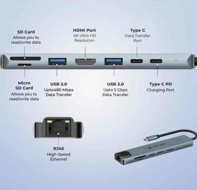 DOCK TYPE C TO 8 IN 1 (LC-801) LAPCARE-9651 - Image 2